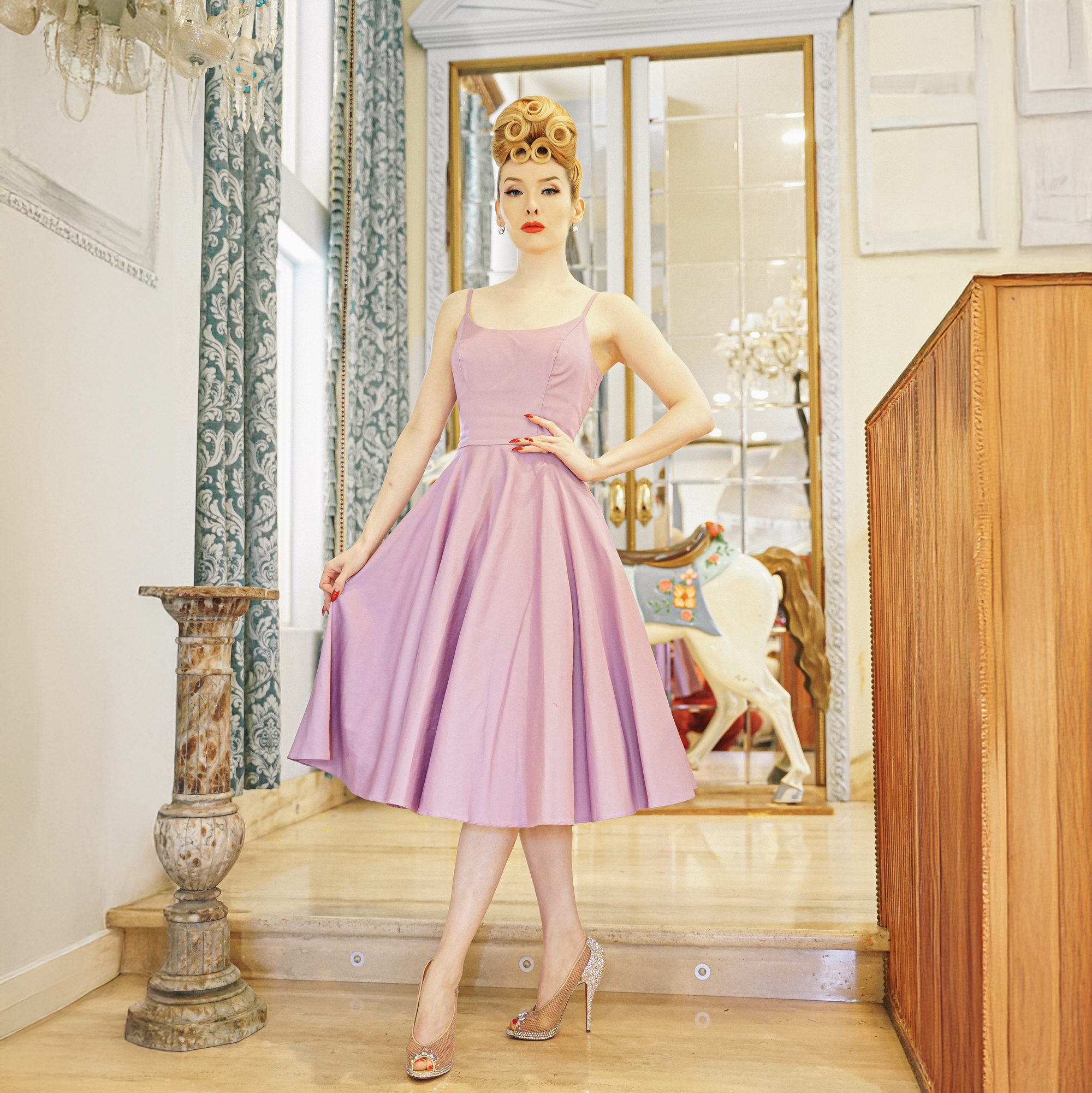 Peggy Retro Circle Dress in Lavender