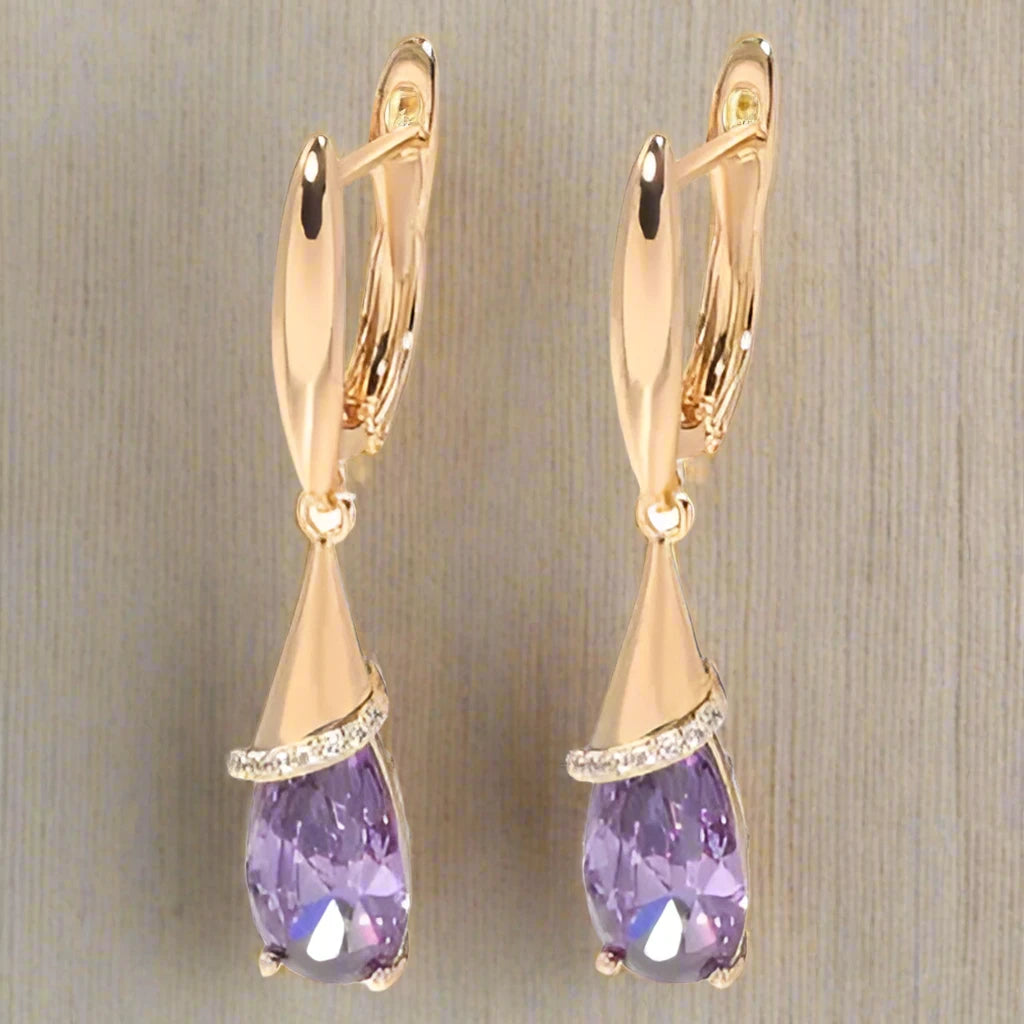 Lavender Crystal Drop Earrings