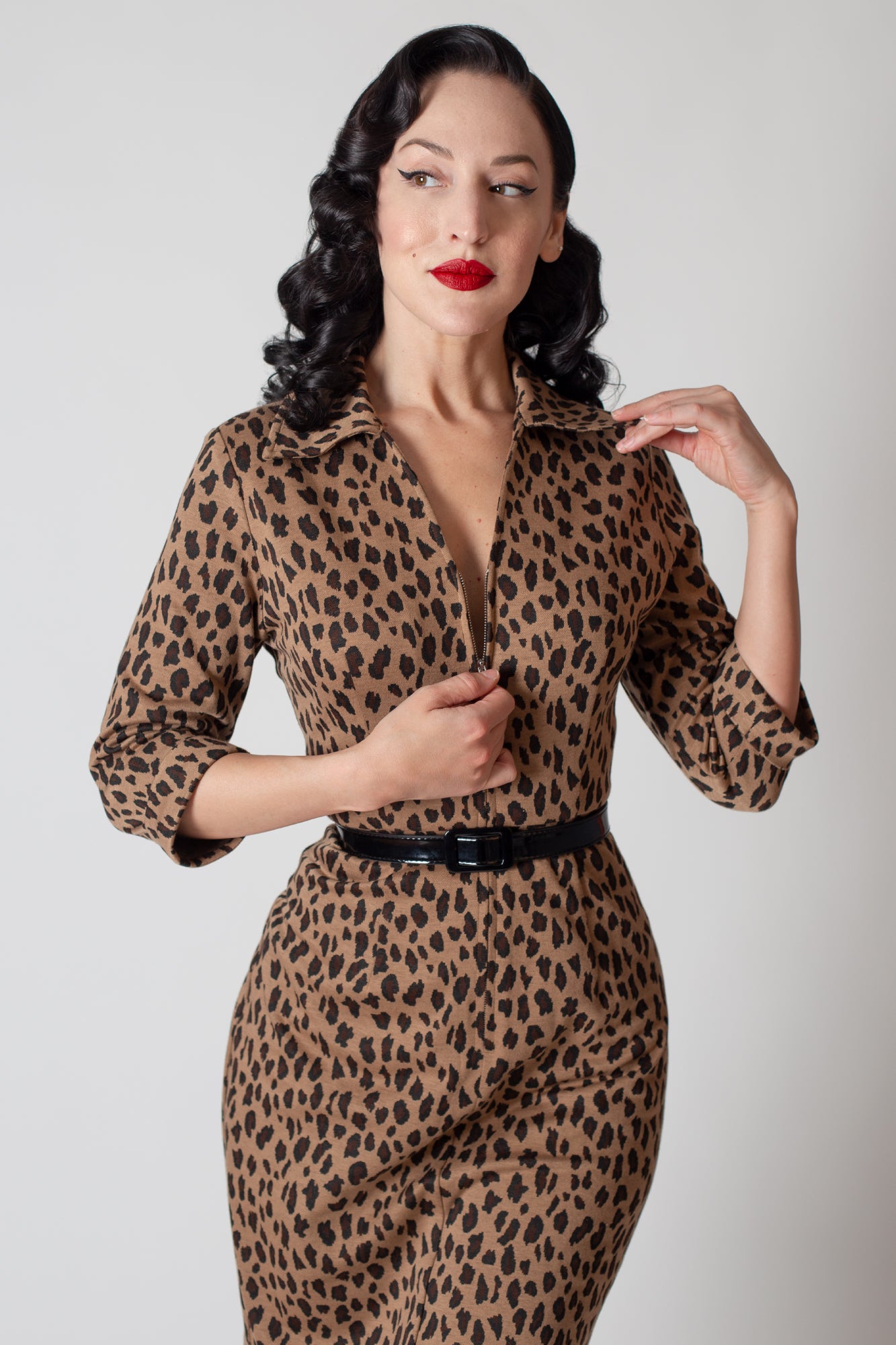 Vintage Adrienne Vittadini Leopard Cheetah Animal Print Cotton Sheath Dress  10