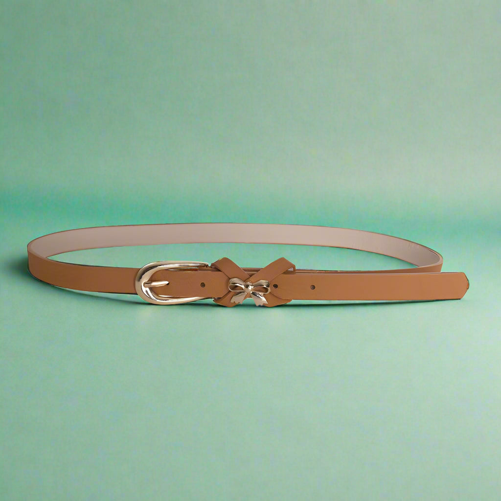 Metal Bow Belt Brown