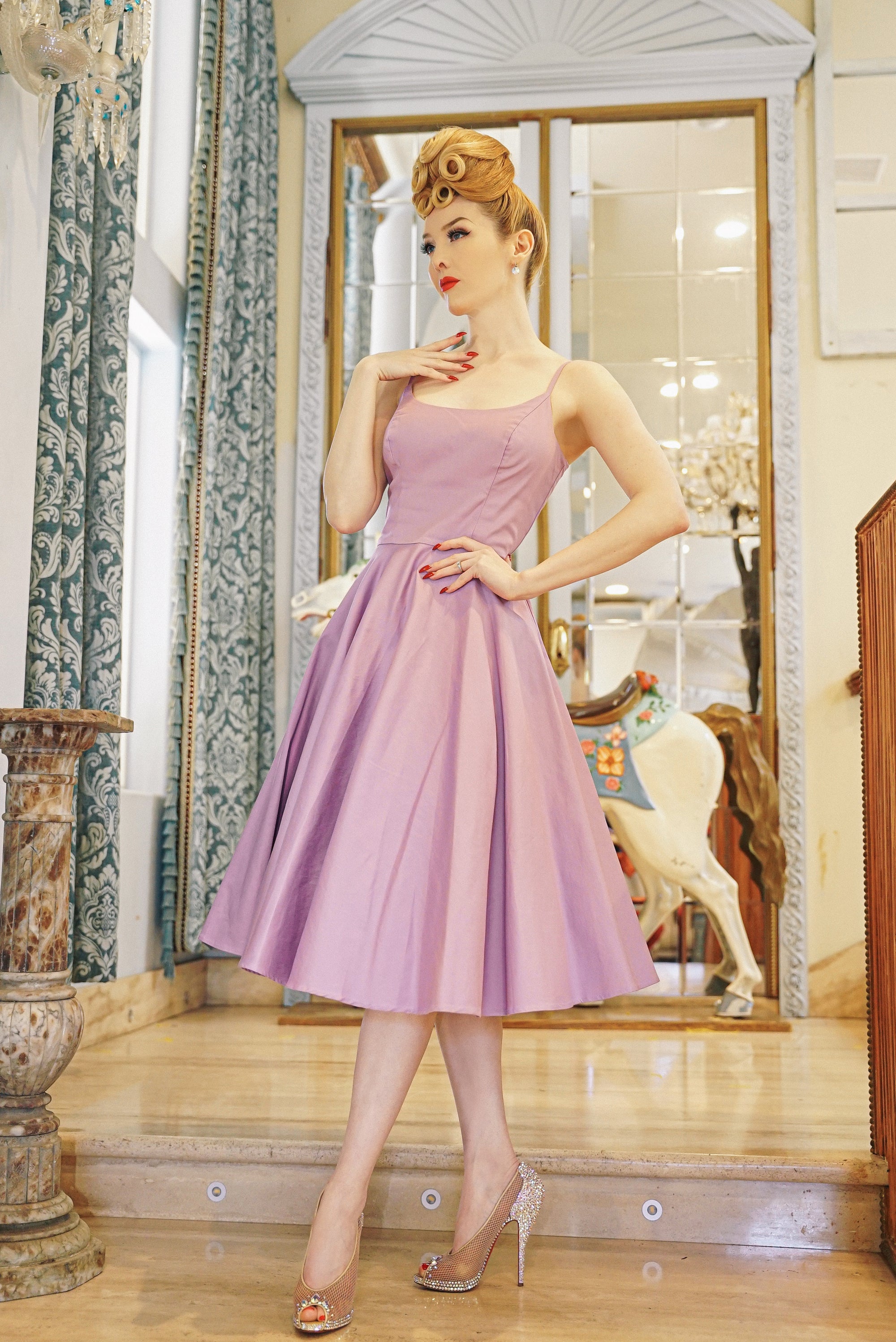 Peggy Retro Circle Dress in Lavender - Tatyana Clothing
